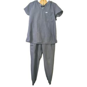 Figs Zamora Techincal Collection Scrub Set Joggers Womens XS Grey Workwear